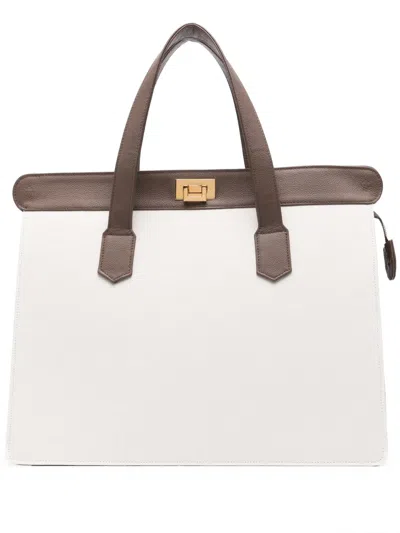Eleventy Canvas Tote Bag In Neutrals