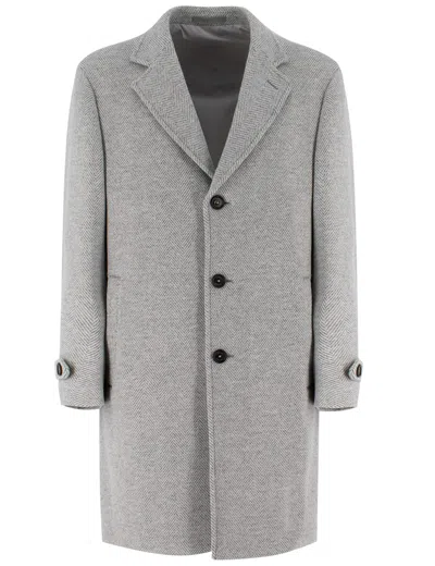 Eleventy Cappotto 3 Bottoni In Resca In Light Melange Grey
