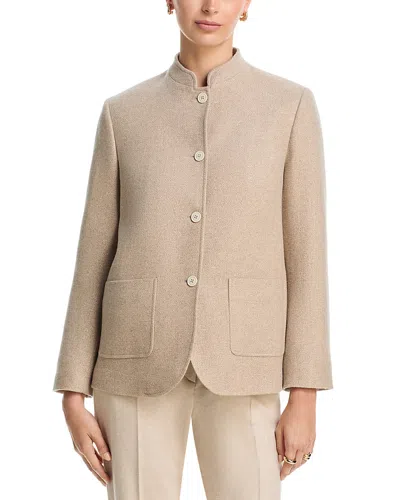 Eleventy Cashmere & Silk Mandarin Collar Jacket In Neutral