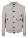 Eleventy Cashmere And Wool Bomber Jacket With Horn Button Closure In White