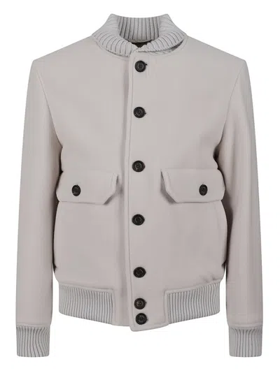 ELEVENTY CASHMERE AND WOOL BOMBER JACKET WITH HORN BUTTON CLOSURE