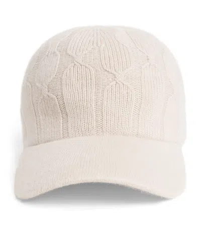 Eleventy Cashmere-blend Cable-knit Baseball Cap In Neutral