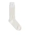 Eleventy Cashmere-blend Cable Knit Socks In White