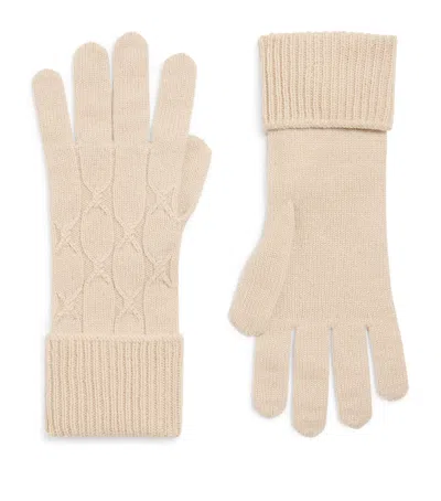Eleventy Cashmere Cable-knit Gloves In Sand