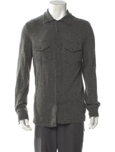 Pre-owned Eleventy Cashmere Collar Cardigan In Gray