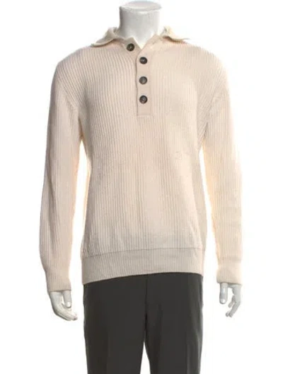 Pre-owned Eleventy Cashmere Collar Polo Sweater In Neutrals