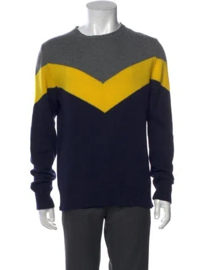 Pre-owned Eleventy Cashmere Colorblock Pattern Pullover In Blue