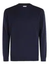 Eleventy Timeless Crewneck Sweater With Ribbed Details In Blue