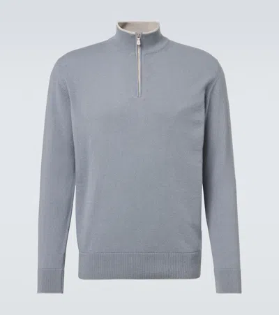 Eleventy Cashmere Half-zip Sweater In Blue