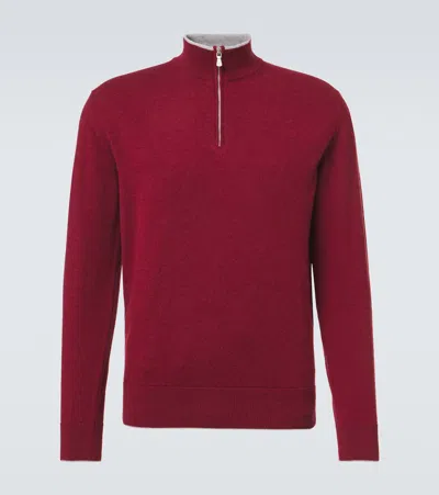 Eleventy Cashmere Half-zip Sweater In Brown