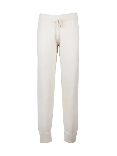Eleventy Cashmere Lounge Sweatpants With Drawstring Waistband And Ribbed Cuffs In White