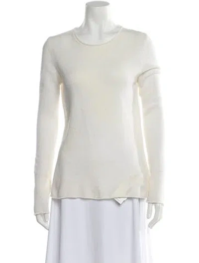 Pre-owned Eleventy Cashmere Scoop Neck Sweater In White