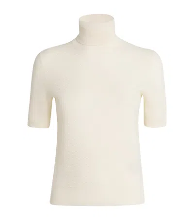 Eleventy Cashmere Short-sleeve Rollneck Sweater In Neutral