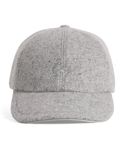 Eleventy Cashmere-silk Baseball Cap In Gray
