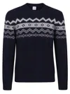Eleventy Patterned Crew-neck Sweater With Geometric Motifs In Blue