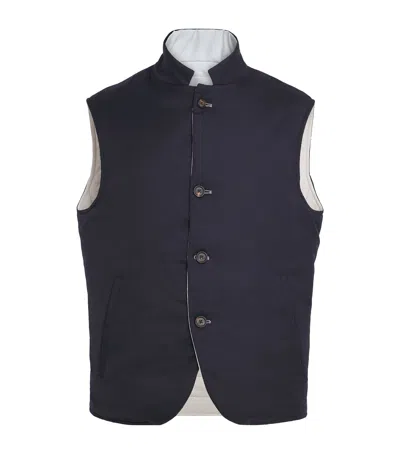 Eleventy Cashmere-silk Reversible Gilet In Black
