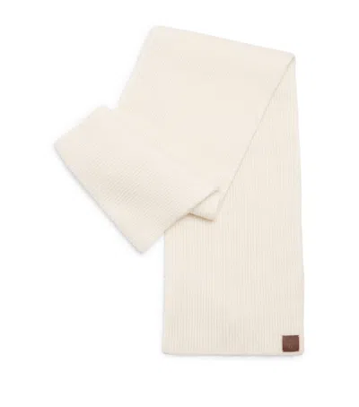 Eleventy Cashmere-silk Ribbed Scarf In Neutral