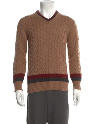 Pre-owned Eleventy Cashmere V-neck Pullover In Brown