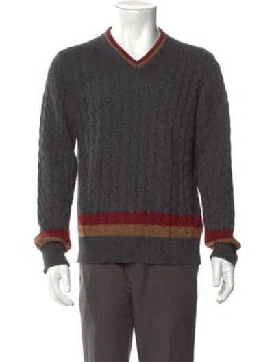 Pre-owned Eleventy Cashmere V-neck Pullover In Gray