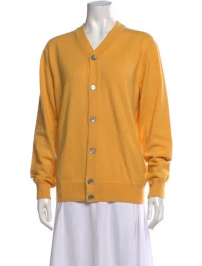 Pre-owned Eleventy Cashmere V-neck Sweater In Yellow