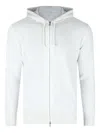 Eleventy Crewneck Drawstring Hood Ribbed Sweater In White