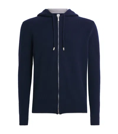 Eleventy Cashmere Zip-up Hoodie In Blue