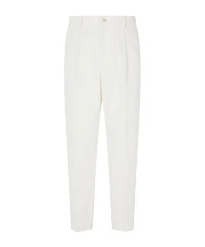 Eleventy Pleated-detail Tailored Trousers In White