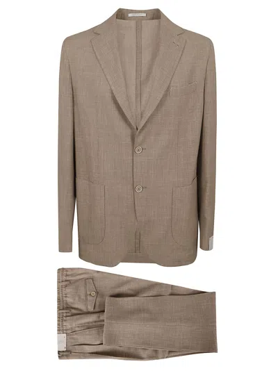 Eleventy Casual Tailored Suit With Soft Jacket And Drawstring Joggers In Brown