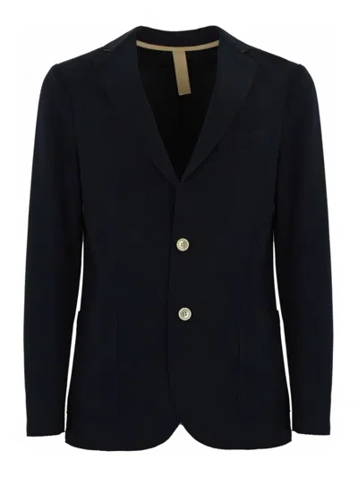Eleventy Single-breasted Cotton Jacket In Blue