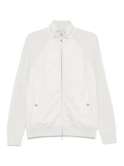 Eleventy Full Zip Jacket Sand And Lt Gray In Brown