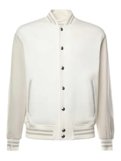 Eleventy Wool Bomber Jacket In White