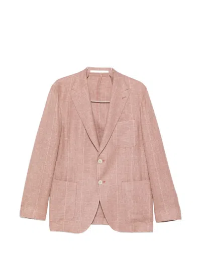 Eleventy Check Button Blazer In Pink