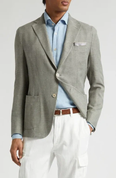 Eleventy Check Linen & Wool Blend Sport Coat In Gray