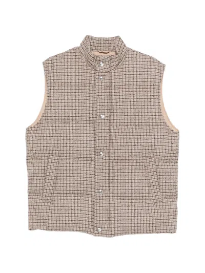 Eleventy Check Padded Gilet In Brown