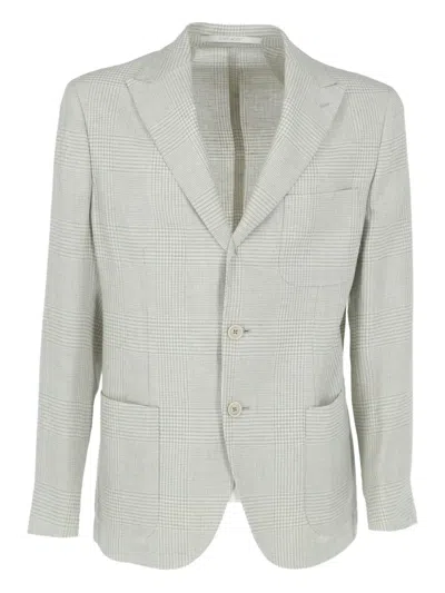 Eleventy Check-pattern Blazer In White