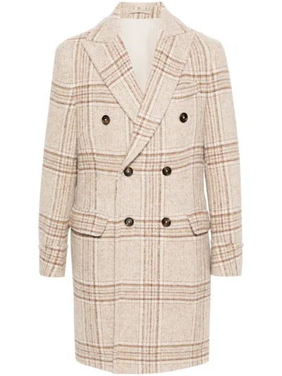 Eleventy Check-pattern Coat In Brown