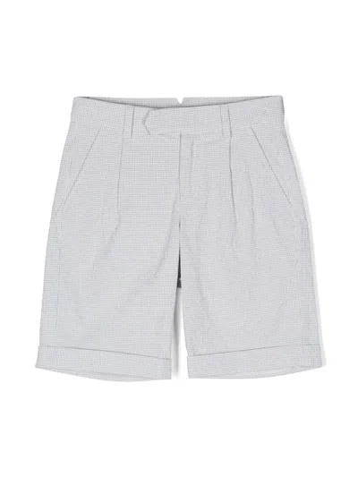 Eleventy Kids' Check-pattern Shorts In Grey