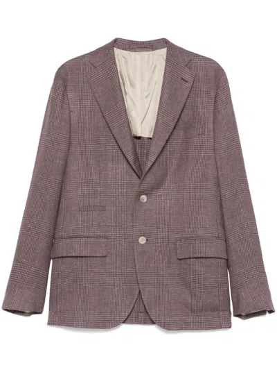Eleventy Checked Blazer In Purple