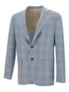 Eleventy Single-breasted Checked Blazer In Blue