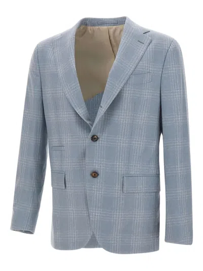 ELEVENTY CHECKED NARROW-LAPEL BLAZER