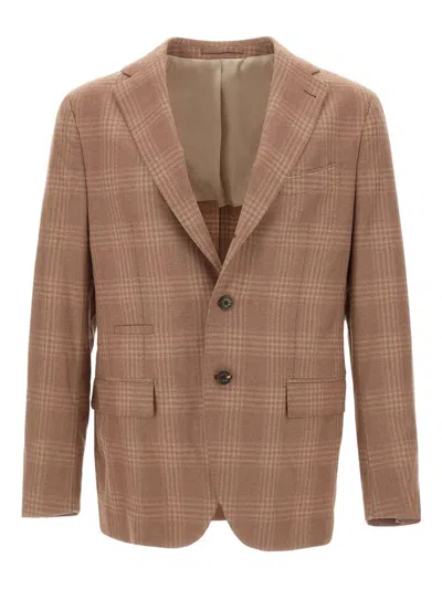 ELEVENTY CHECKED NARROW-LAPEL BLAZER
