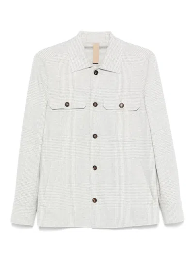 Eleventy Checked Shirt Jacket In White