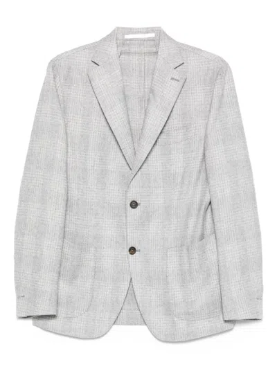 Eleventy Checked Single-breasted Blazer In Gray