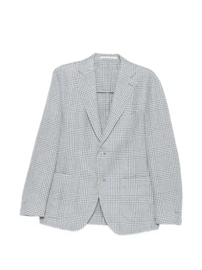 Eleventy Checked Single-breasted Blazer In Gray