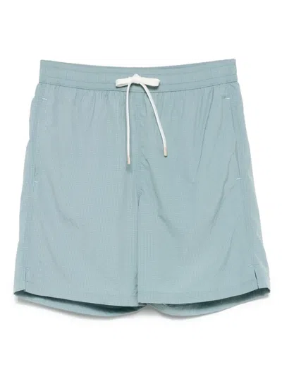 Eleventy Checked Swim Shorts In Blue