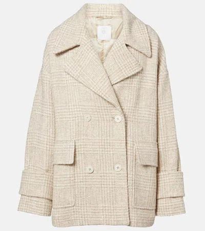 Eleventy Checked Wool And Alpaca-blend Jacket In Neutral