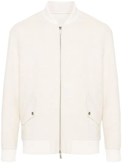 Eleventy Checkered Bomber Jacket In Neutrals