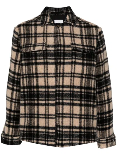 Eleventy Checkered Shirt Jacket In Black