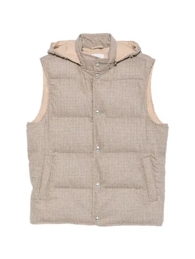 Eleventy Check-pattern Gilet In Neutral