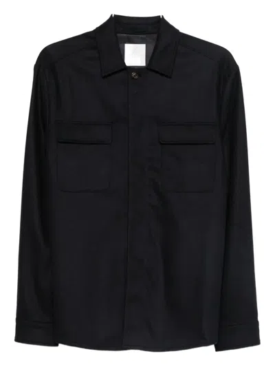 Eleventy Long Sleeve Shirt Jacket With Chest Pockets In Black